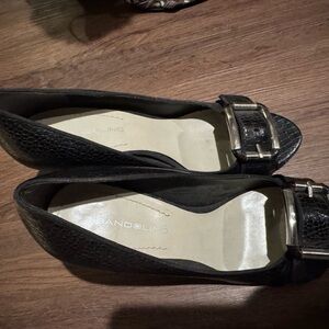 Bandolino Black Textured Flats with Buckle